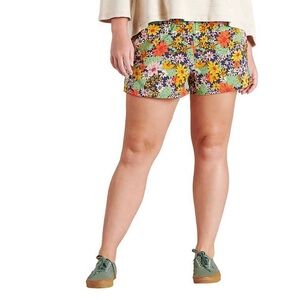 Toad&Co Floral Print Women's Shorts in Green, Orange, Yellow